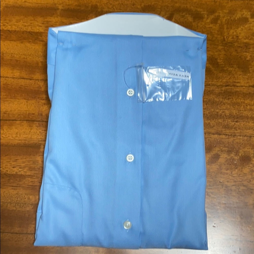 Pronto Uomo No Iron Classic Fit Blue Cotton shirt - Picture 2 of 8